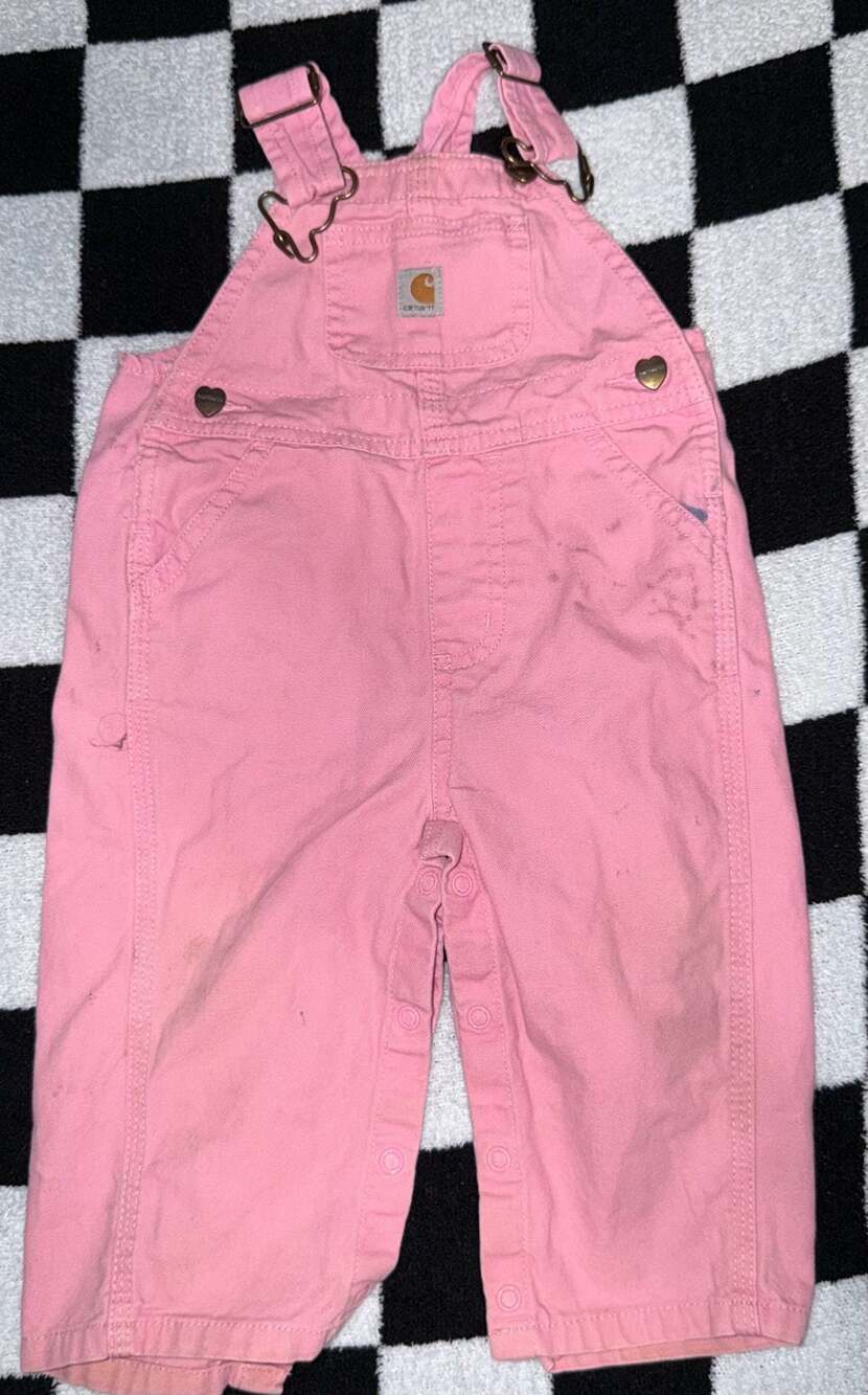 Carhartt Infant Girls Pink Canvas Bib Overalls